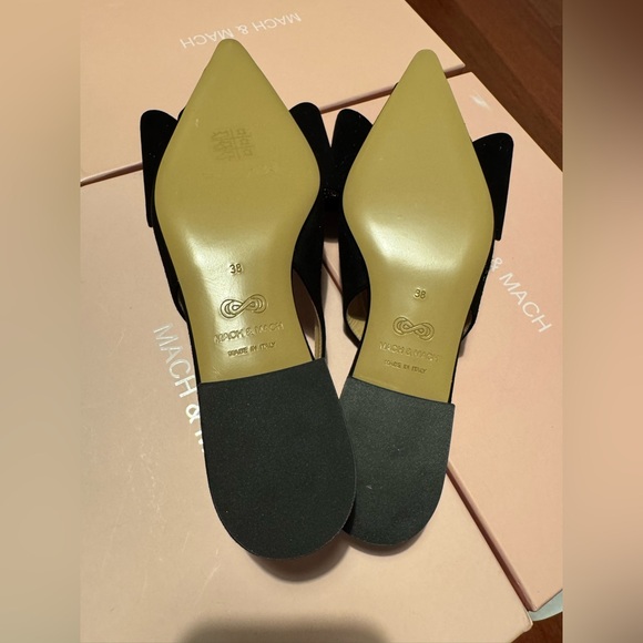 Mach & Mach 15mm Le Cadeau Suede Slingback Flats Black various sizes available - Picture 16 of 16